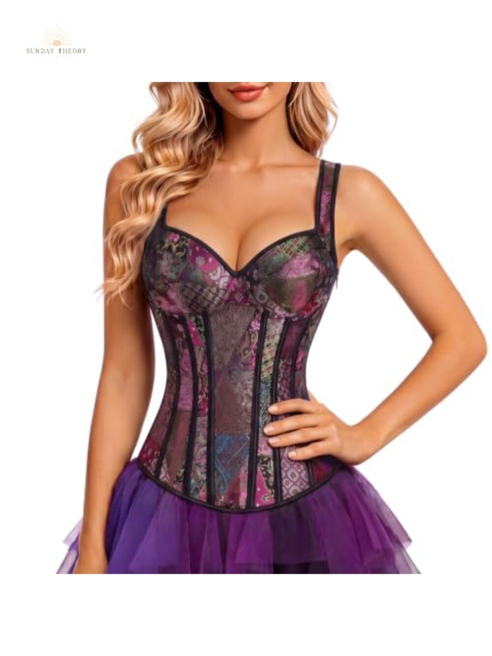 Renaissance Corset Top with Straps Bustier Satin Costume Historical